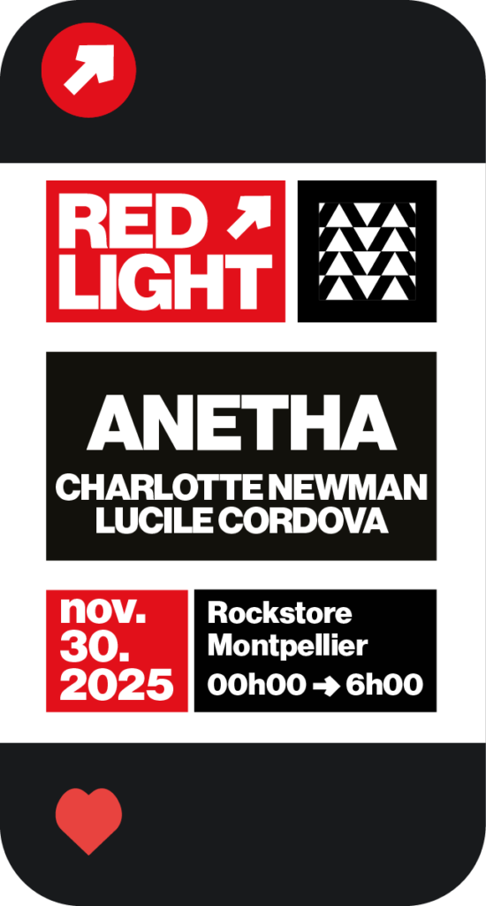Post instagram pour annoncer la line-up lors d'une soirée Red Light sur Montpellier.